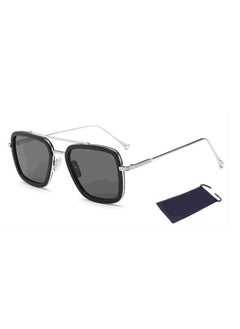 Buy Men'S And Women'S Sunglasses, Retro Square Metal Frame Glasses, Silver Gray in Saudi Arabia