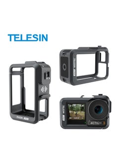 Buy TELESIN Aluminium Alloy Frame Case For DJI ACTION 4 3 Metal Cage Quick Release Mount with Cold Shoe Full Protective Frame Case in Saudi Arabia