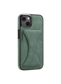 اشتري Luxury Leather Card Wallet Holder Phone Cover iPhone 13 Green في الامارات