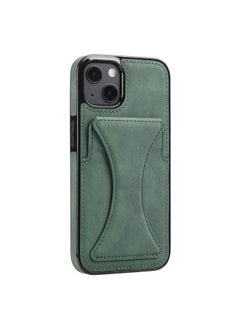 اشتري Luxury Leather Card Wallet Holder Phone Cover iPhone 13 Green في الامارات