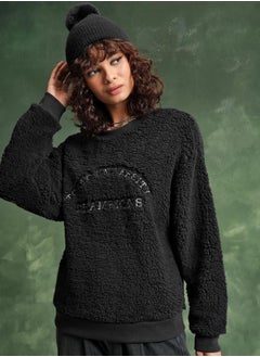 Buy Printed Fleece Oversized Sweatshirt in Saudi Arabia