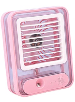Buy USB Rechargeable Portable Small Desk Fan with Spray & LED Night Light - Pink in Egypt
