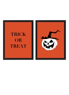 اشتري set of 2, Halloween Scary Pumpkin Framed Poster 30x40cm - Spooky Halloween Wall Art Decor for Kids' Rooms, Home, Nursery, or Party -  Halloween Decoration Gift في الامارات