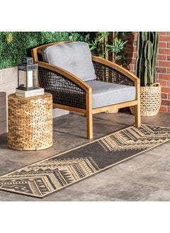 اشتري Landry Aztec Indoor Outdoor Runner Rug 2' X 8' Charcoal في الامارات