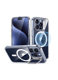 اشتري ESR for iPhone 15 Pro Case Cover, Compatible with MagSafe, Military-Grade Protective Case Cover, Built-In Stash Stand Phone Case, Scratch-Resistant Back Case, Classic Series, Clear في الامارات