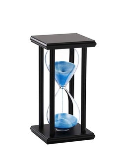 Buy Decorative Timer Clock Hourglass Large 60 Minutes Black Wooden Frame Sand Blue Watch Vintage One Hour Glass Sandglass for Home Desk Office Wedding Decor in Saudi Arabia