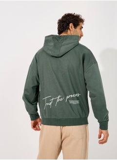 Buy Back Slogan Print Terry Oversized Hoodie in Saudi Arabia