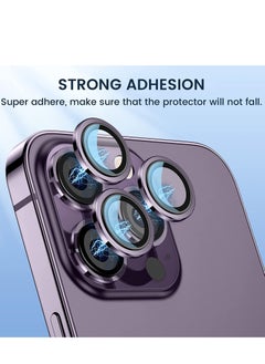 اشتري for iPhone 15 Pro Max/iPhone 15 Pro Camera Lens Protector, Anti Scratch HD Tempered Metal Glass Camera Screen Protector Shockproof Cover Film [Show Original Camera], Deep Purple في مصر