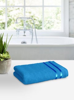 اشتري 450 GSM Bath Towel 100% Cotton Ultra Soft, Super Absorbent, Antibacterial Treatment,terry-looped,70 Cms X 140 Cms) (Blue, Set of 2) في الامارات