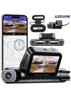 Buy 4 Channel 360° Dash Cam Front Rear Inside with 128GB eMMC, 2.5K+1K+1K+1K Dashcam 5G WiFi Dash Camera with Hardwire kit for Cars, IR Night Vision, Voice Control, Parking Mode, Fatigue Driving Reminder in Saudi Arabia