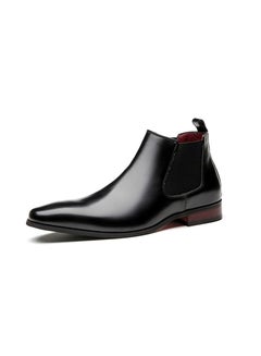 Buy Men Men's leather short boots Black in UAE