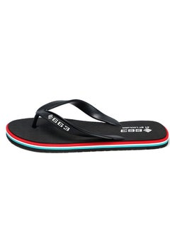 Buy Men's Flip-flops Anti-skid Rubber Casual Beach Slippers Black in UAE