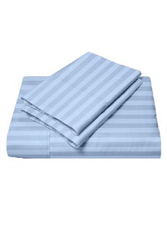 Buy Cotton Twin Striped Fitted Elastic Pack of 3 Bedsheet 120x200+15cm in UAE