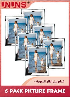 Buy 5x7 Picture Frames,6 Packs Silver Photo Frames,Glass Wedding Frames,Clear Mirror Wedding Photo Frames,Only For Tabletop Display Vertically Or Horizontally in UAE