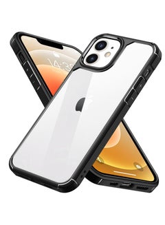 Buy iPhone 12/12 Pro Case Clear Cover Ultra Thin Silicone Shockproof Hard Back Cases Transparent Protective Slim Phone Case for Apple iPhone 12/12 Pro 6.1 inch - Black in Saudi Arabia