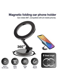 Buy Car Phone Holder Mount with 360° Rotation, Foldable Support, MagSafe Compatible with iPhone 15/14/13/12 Series, Galaxy S22 S21 Z Flip 4 5 in Saudi Arabia