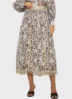 Buy Lace Detailed  Printed Skirt in UAE