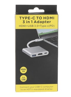 Buy USB-C to HDMI Adapter,USB 3.1 Type C to HDMI 4K Multiport AV Converter with USB 3.0 Port and USB C Charging Port(Silvery) in Egypt