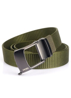 اشتري New Mens Casual Simple Nylon Braided Belt New Design Automatic Buckle Toothless Adjustable Cuttable BeltArmy Green Army Green في السعودية