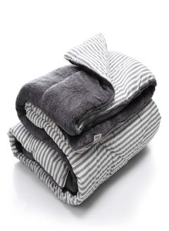 Buy Double Face Winter Fur Quilt, Gray Striped, 220*235cm in Egypt