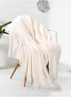 اشتري Single Micro Fleece Flannel Blanket 260 GSM Super Plush and Comfy Throw Blanket Size 150 x 200cm Cream في الامارات