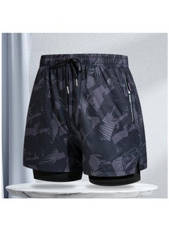 اشتري Fashionable Men's Double-Layer Quick Drying Beach Swimming Shorts في الامارات