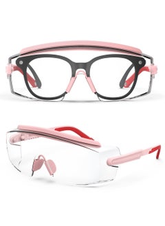 اشتري SYOSI Safety Glasses, Safety Goggle With Adjustable Frame And Temples Fog & Scratch Resistant UV Protective Compatible Glasses (Pink) في الامارات