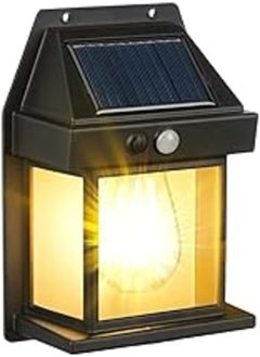 اشتري flintronic Outdoor Solar Tungsten Wall Light, LED Wall Lantern with Motion Sensor, Waterproof IP65 LED Retro Wall Lantern for Outdoor Garden Lighting في مصر