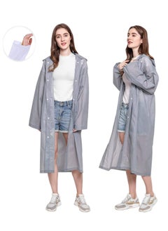 Buy Raincoat Rain Poncho for Adults, 1 Pack EVA Rain Poncho for Women and Men Reusable Raincoat Jacket Packable for Family FishingTravelEmergency with Hood and Elastic Sleeving in Saudi Arabia