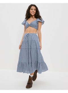 Buy AE Gingham Tiered Midi Skirt in Saudi Arabia