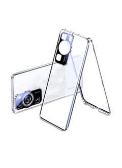 Buy Phone Case for Huawei P60 Pro, Magnetic Body Metal Frame Double Sided Clear Tempered Glass Shockproof with Camera Protection Cover Thin, Silver, 1 Pcs in Saudi Arabia