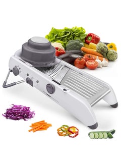 Buy Kitchen Mandolin Slicer 18 Types Food Slicer Mandolin Stainless Steel Adjustable Thickness Vegetable Chopper Potato Cheese Fruit Vegetable Onion Chopper Shredder Waffle Fryer in UAE