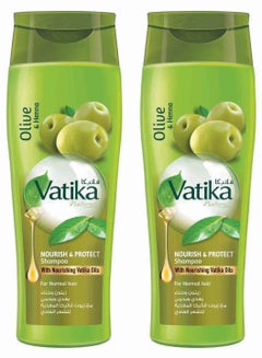 Buy Vatika Naturals Nourish and Protect Shampoo - Enriched with Olive and Henna - For Normal Hair - 400 ml pack of 2 in UAE