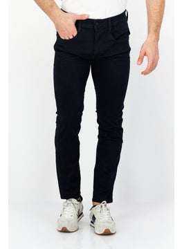 Buy Men Slim Fit Solid Stretchable Denim, Dark Navy Blue in Saudi Arabia