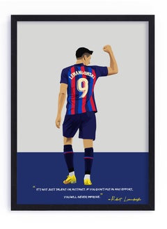 اشتري Robert Lewandowski Barcelona Framed Poster 30x40cm - Football Memorabilia, Wall Art, Soccer Collectible, Gift for Fans في الامارات