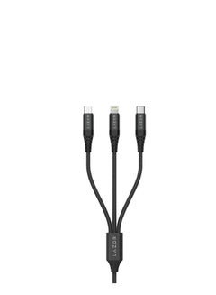 Buy Lazor Titan 3 in 1 Fast Charging Cable with Durable Nylon Braided Wire C58 Black in UAE