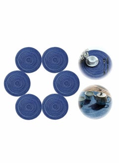 اشتري 14 Inch Circle Placemats for Dining Table Set of 6 Farmhouse Round Placemats Cloth Placemat Woven Place Mats Heat Resistant Placemats Outdoor Placemats for Patio Table Mats في الامارات