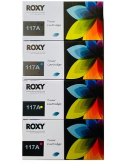 Buy Roxy toner 117A Compatible HP Toner (SET) (With Chip) For HP W2070A W2071A W2072A W2073A For Color Laser Printer 117a MFP 178nwg 178nw 179fwg/fnw 150a/nw W2070A W2071A W2072A W2073A BCMY in Saudi Arabia