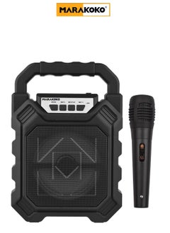 Buy Marakoko Portable Wireless Bluetooth Karaoke Speaker with Wired Microphone, AUX Port, And External Memory Slot. In Black in Saudi Arabia