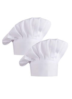 اشتري SYOSI 2Pcs Chef Hat Adjustable Elastic Kitchen Chef Cap with Breathable Cotton White Uniforms Cooking Hat for House Hotel Restaurant في الامارات