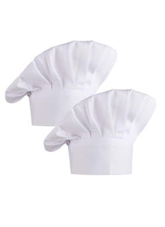 اشتري SYOSI 2Pcs Chef Hat Adjustable Elastic Kitchen Chef Cap with Breathable Cotton White Uniforms Cooking Hat for House Hotel Restaurant في الامارات