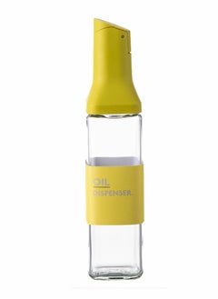 اشتري Kitchen Cooking Olive Oil Dispenser Bottle, Auto Flip Glass Vinegar Cruet Set, Leak proof Condiment Storage Container with Non-Drip Spout & Non-Slip Bottom – 17 oz / 500ML  (Yellow Automatic Cap) في الامارات