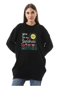 Buy You Are My Sunshine Pattern Slip On Black Sweater in Egypt