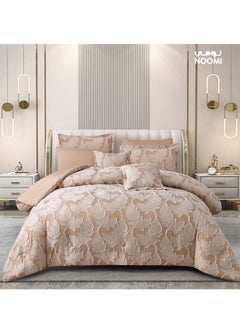 Buy 5-Piece Rosie Comforter Set Single Microfiber King Size 170x230 cm Beige in Saudi Arabia