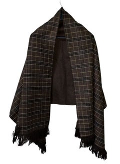 Buy Double Face Solid & Plaid Check/Carreau/Stripe Pattern Wool Winter Scarf/Shawl/Wrap/Keffiyeh/Headscarf/Blanket For Men & Women - XLarge Size 75x200cm - P03 Dark Brown in Egypt