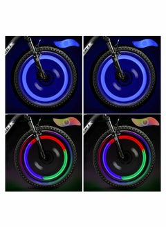 اشتري 4Pcs Bike Spoke Light Waterproof Easy Install Wheel Spoke Lights LED Neon Tire Flash Lamp with 3 Flash Modes for Both Adults Kids Bike في الامارات