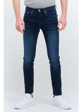 اشتري Men Skinny Fit Washed Stretchable Denim, Navy في الامارات