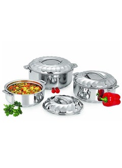 Buy 3 Piece Stainless Steel Hot Pot With Lids Thermoware Casserole Hotpot Set 1000ml, 1500ml,2500ml in Saudi Arabia