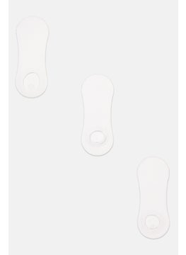 Buy Men 3 Pairs Plain Round Invisible Socks, White in UAE