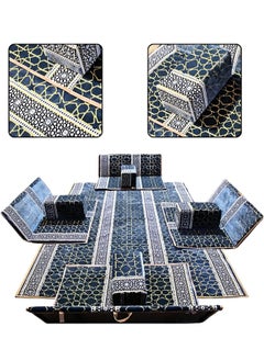 Buy Heritage Floor Seating Set 9 Pieces Suitable for Travel, Camping and Garden, Camping Floor Mat Set with 4 Loungers, 4 Chairs and High Quality Fabric Rug for 8 Persons (Turkish Fabric) in Saudi Arabia